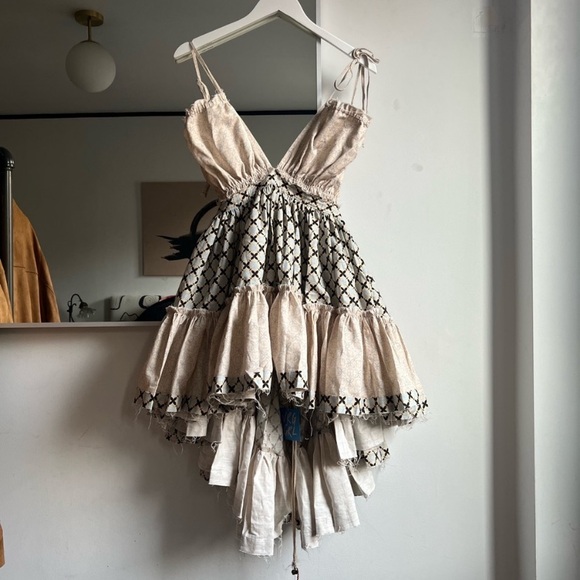 NWT Verge Girl Wildflower linen summer halter neck Coachella festival mini dress - Picture 11 of 16